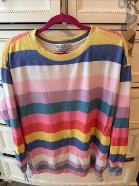 Wildfox Rainbow Castaway Striped Pullover Sweater Size small